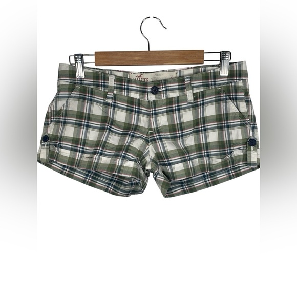 SOLD Hollister Y2K Preppy Bundle Of 2 Green Blue White Plaid Micro Mini...Shorts - Picture 10 of 16